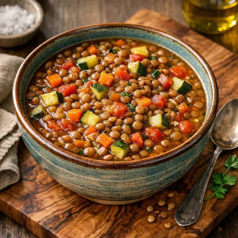 Sopa de Lentejas con Verduras Estilo Casero
