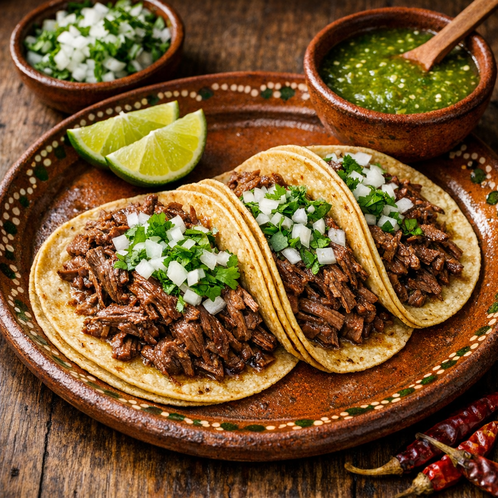 Tacos de Barbacoa de Res Magra Desgrasada