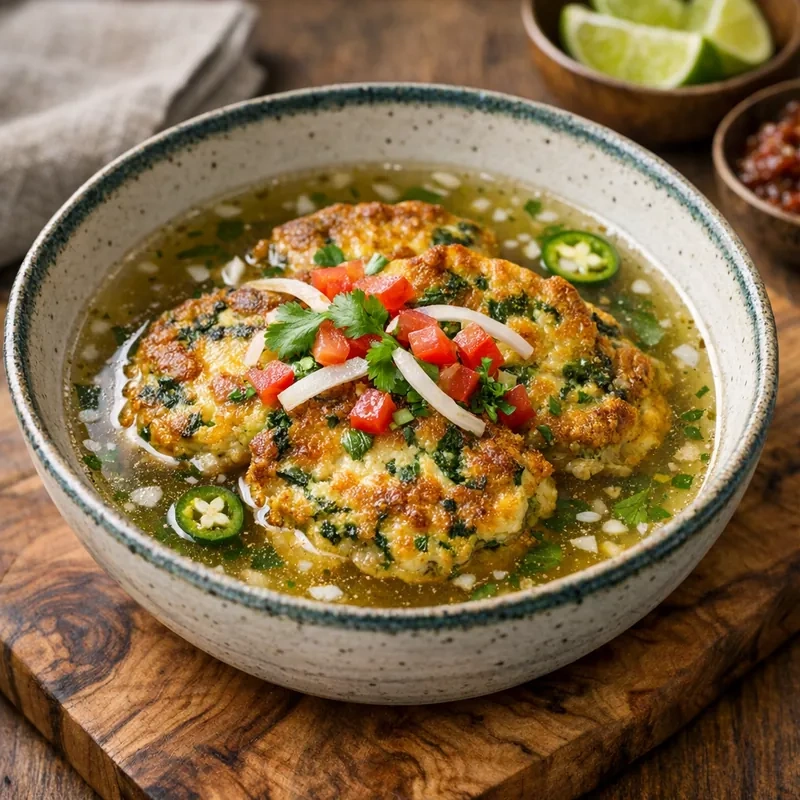 Tortitas de Calabacita y Huevo en Caldillo