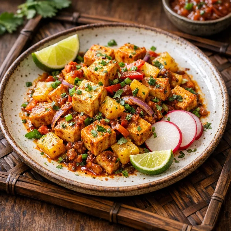 Tofu Firme al Pastor Ligero con Piña