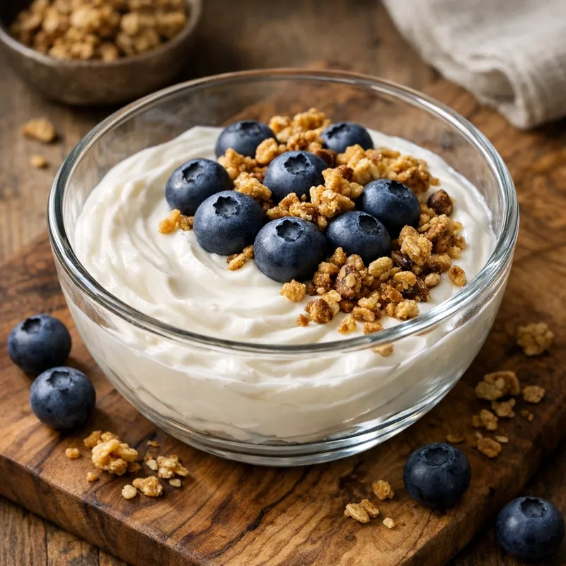 Yogur Griego con Arándanos y Granola sin Azúcar
