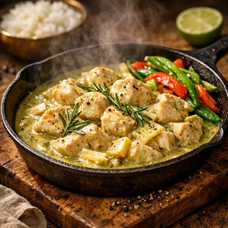 Curry Verde Tailandés de Pollo con Leche de Coco