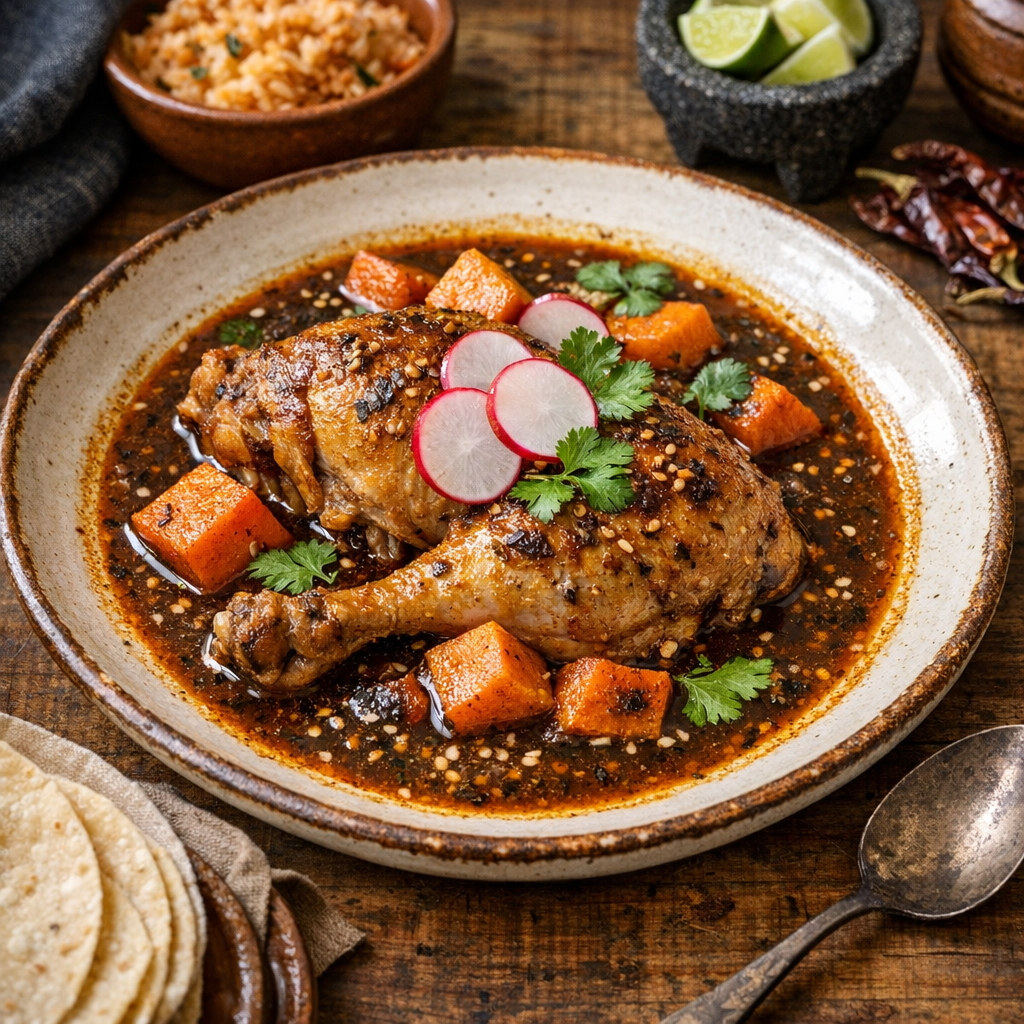 Clemole Morelense de Pollo con Camote