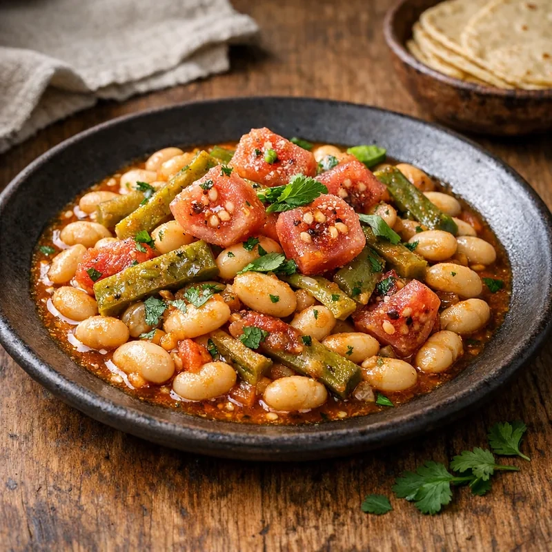 Alubias Blancas con Nopales y Xoconostle