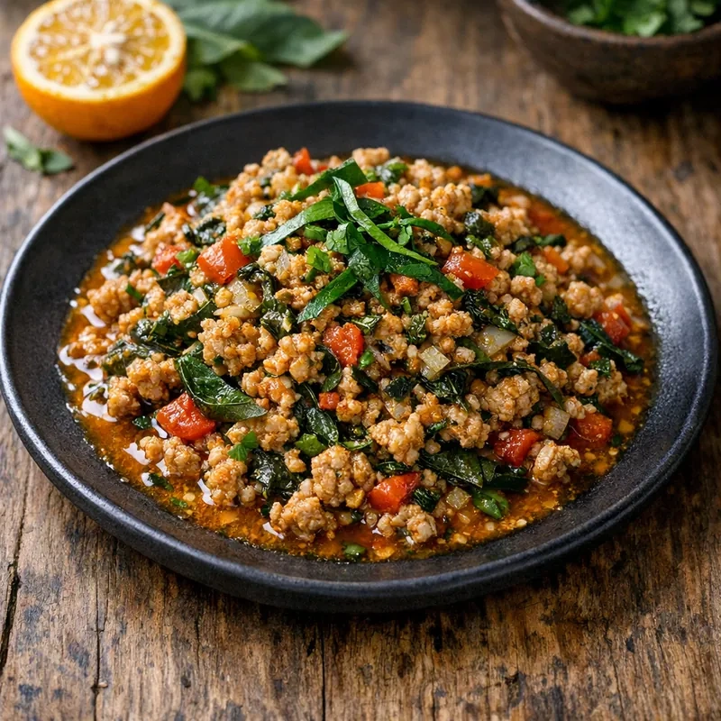 Carne Molida de Pavo al Acuyo y Naranja Agria