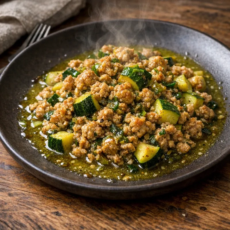 Carne Molida de Pavo al Epazote con Calabacitas Criollas