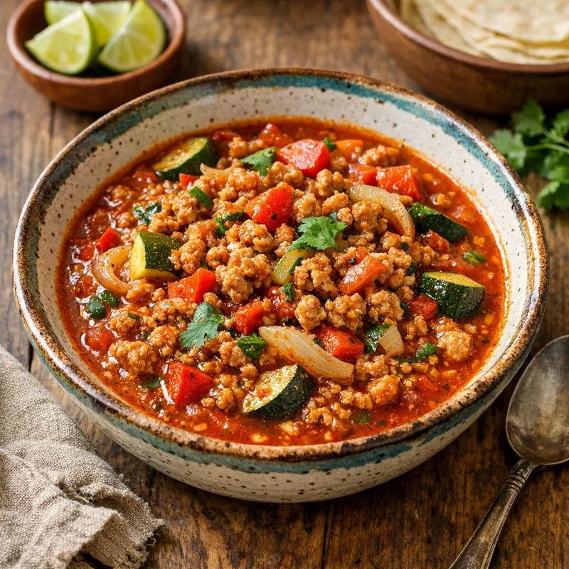 Carne Molida de Pavo en Caldillo de Chiltomate