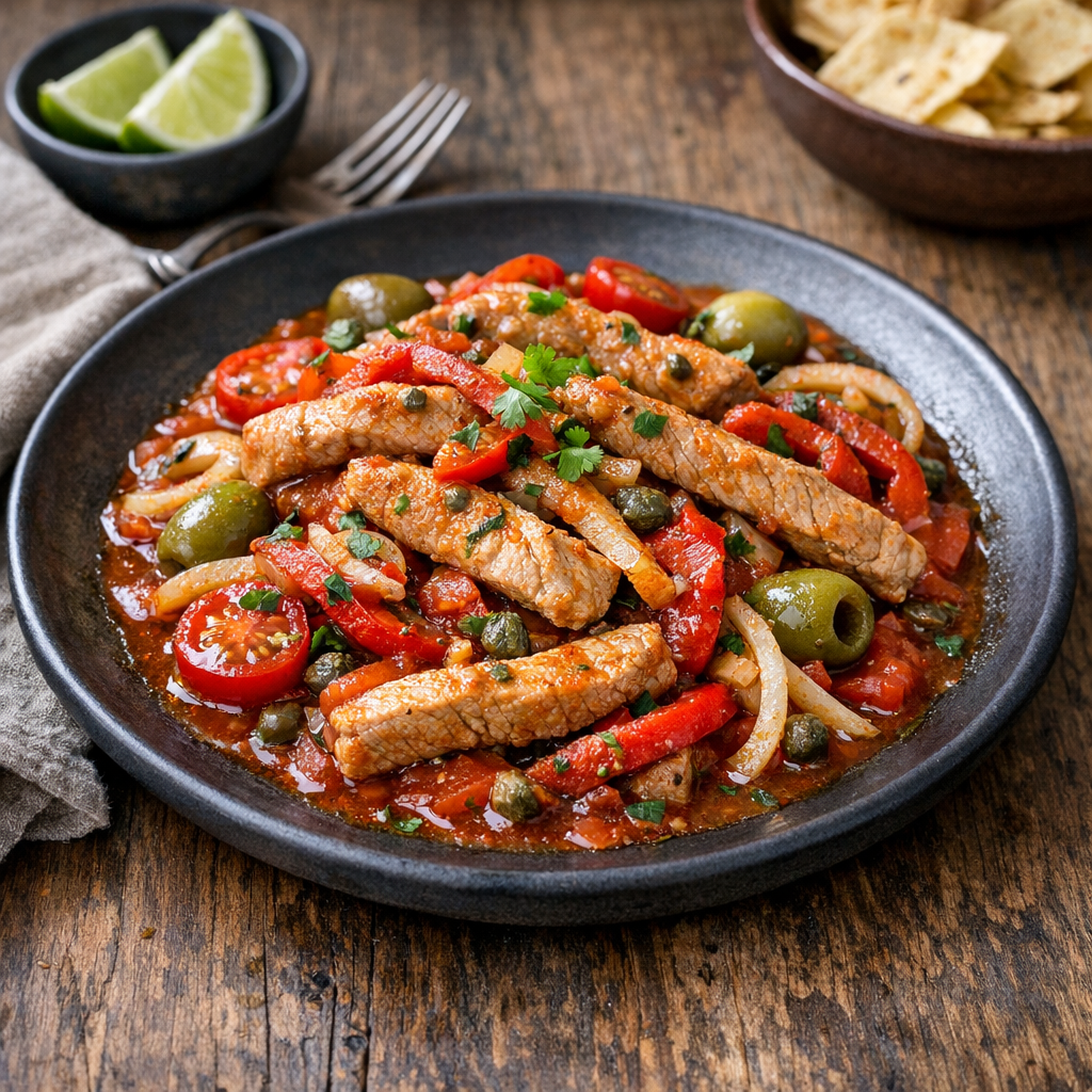 Lomo de Cerdo en Tiras Magras a la Veracruzana Ligera