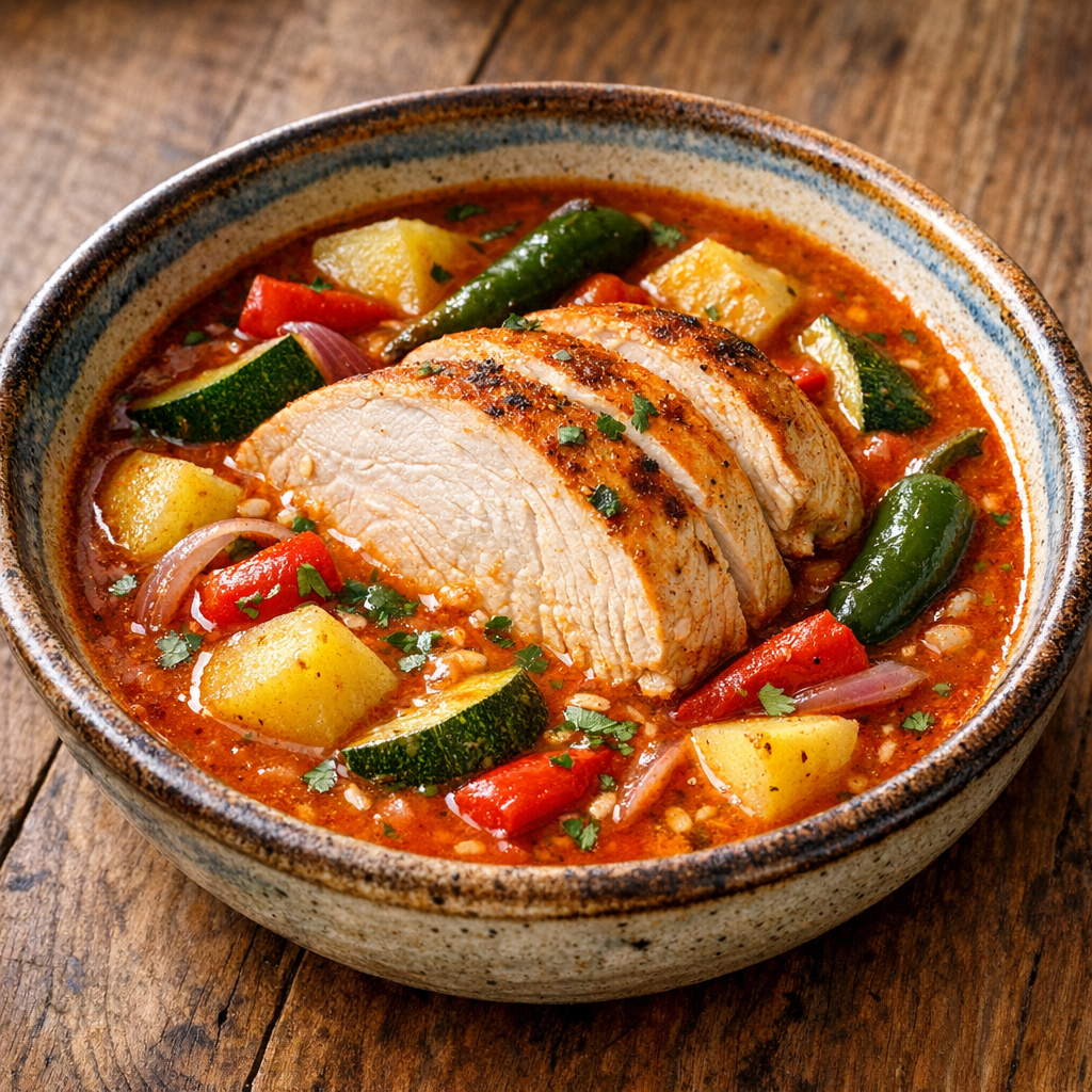 Pechuga de Pavo en Caldillo de Chiltomate
