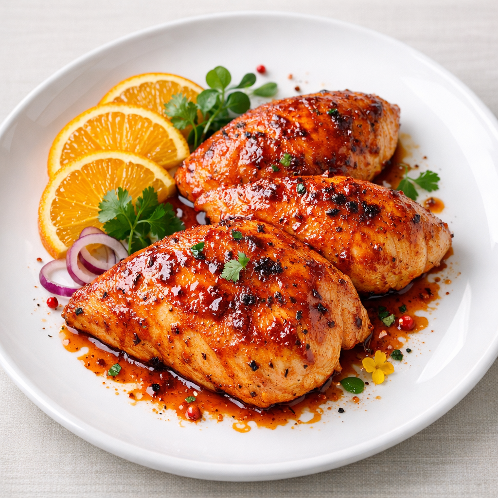 Pollo Adobado al Horno con Achiote y Naranja