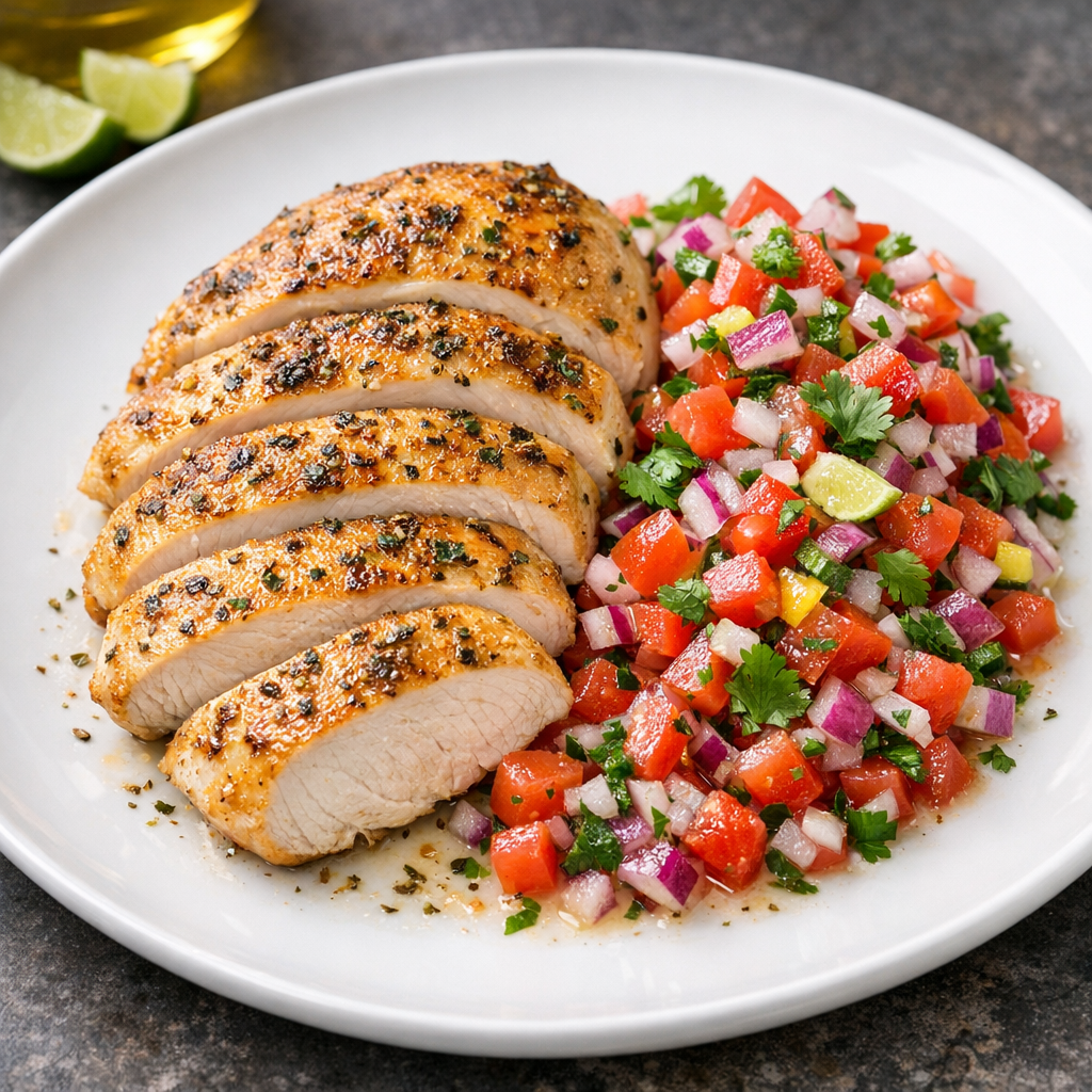 Pechuga de Pollo al Orégano con Pico de Gallo