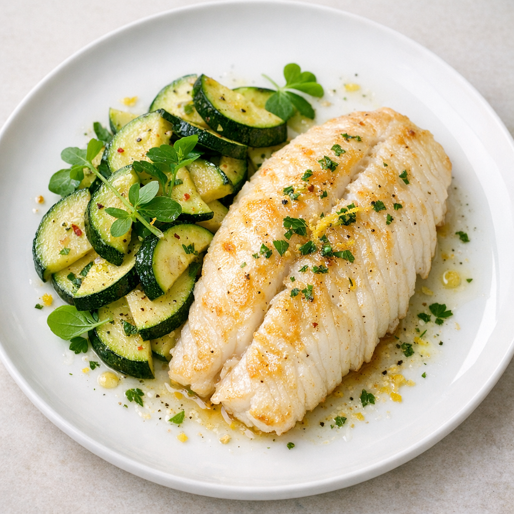 Filete de Pescado Blanco con Zucchini Despotasizado