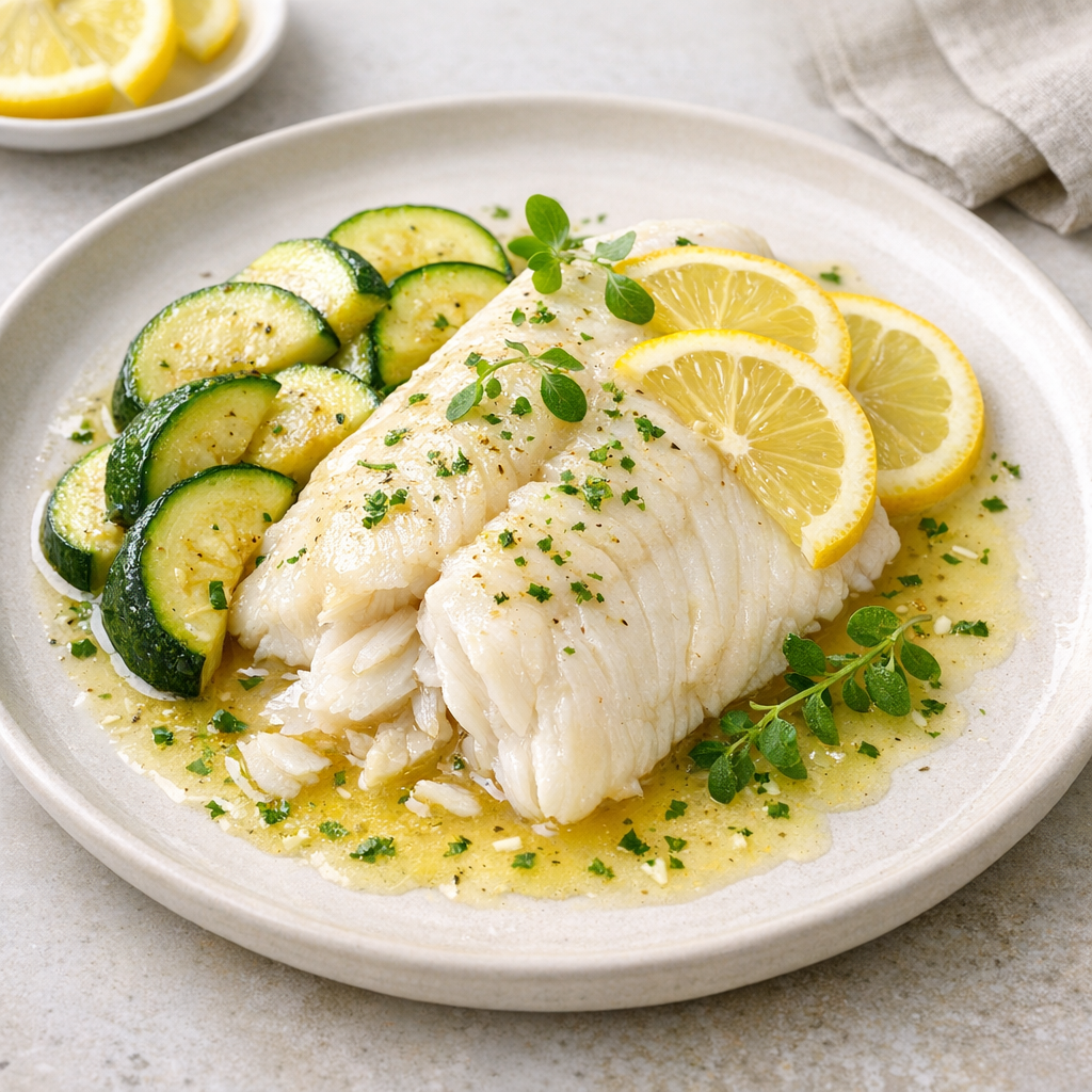 Filete de Pescado Blanco al Limón con Calabacita