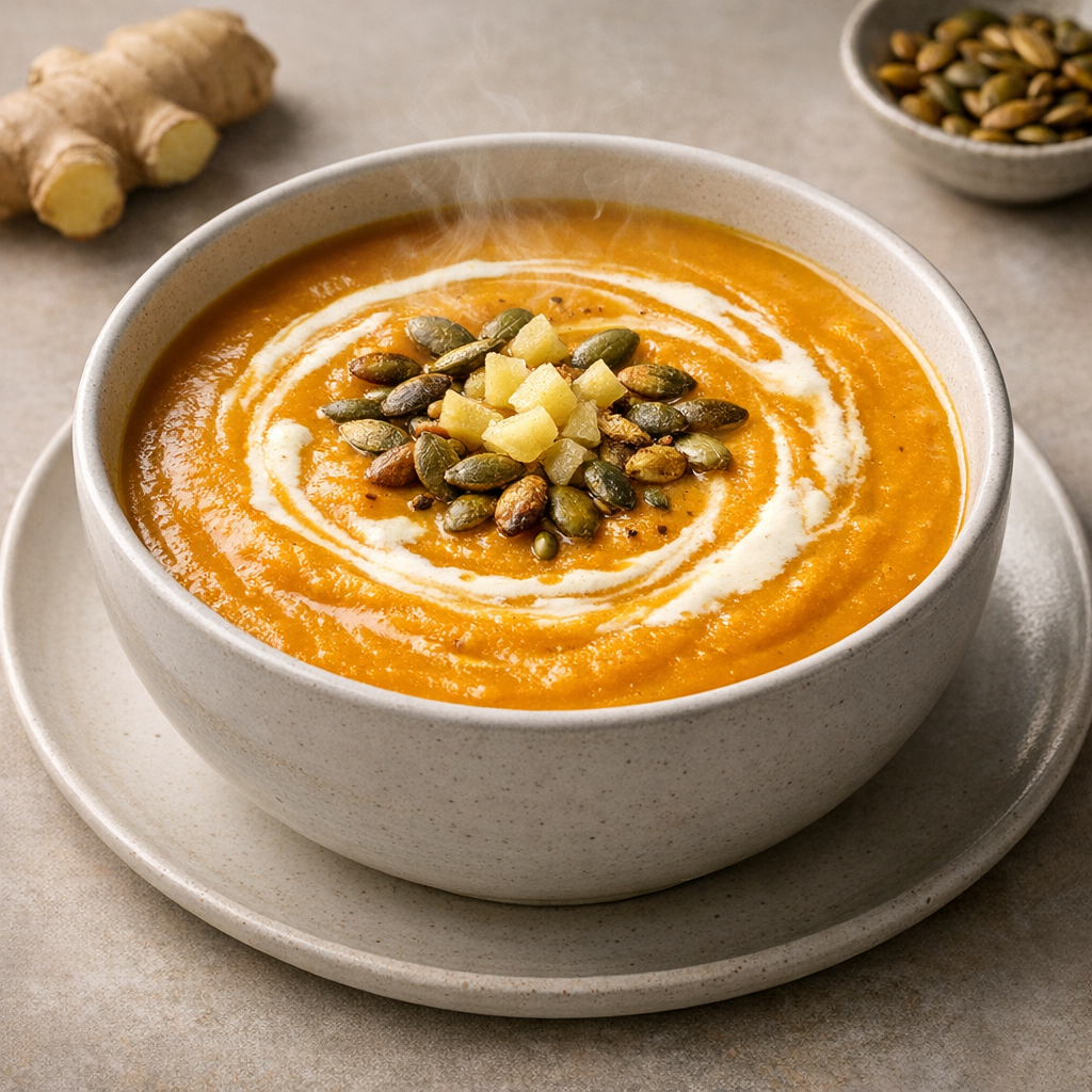 Crema de Calabaza con Jengibre y Pepitas
