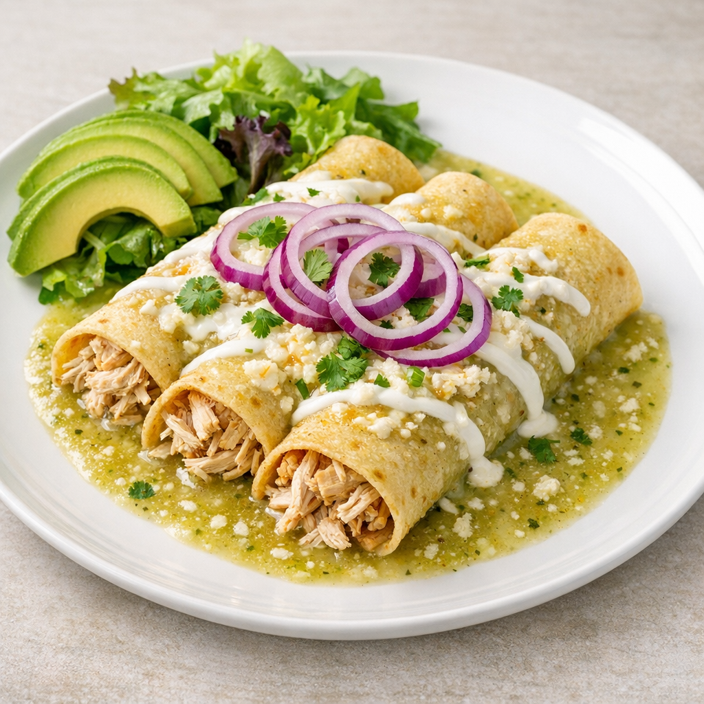 Enchiladas Suizas de Pollo Bajas en Grasa