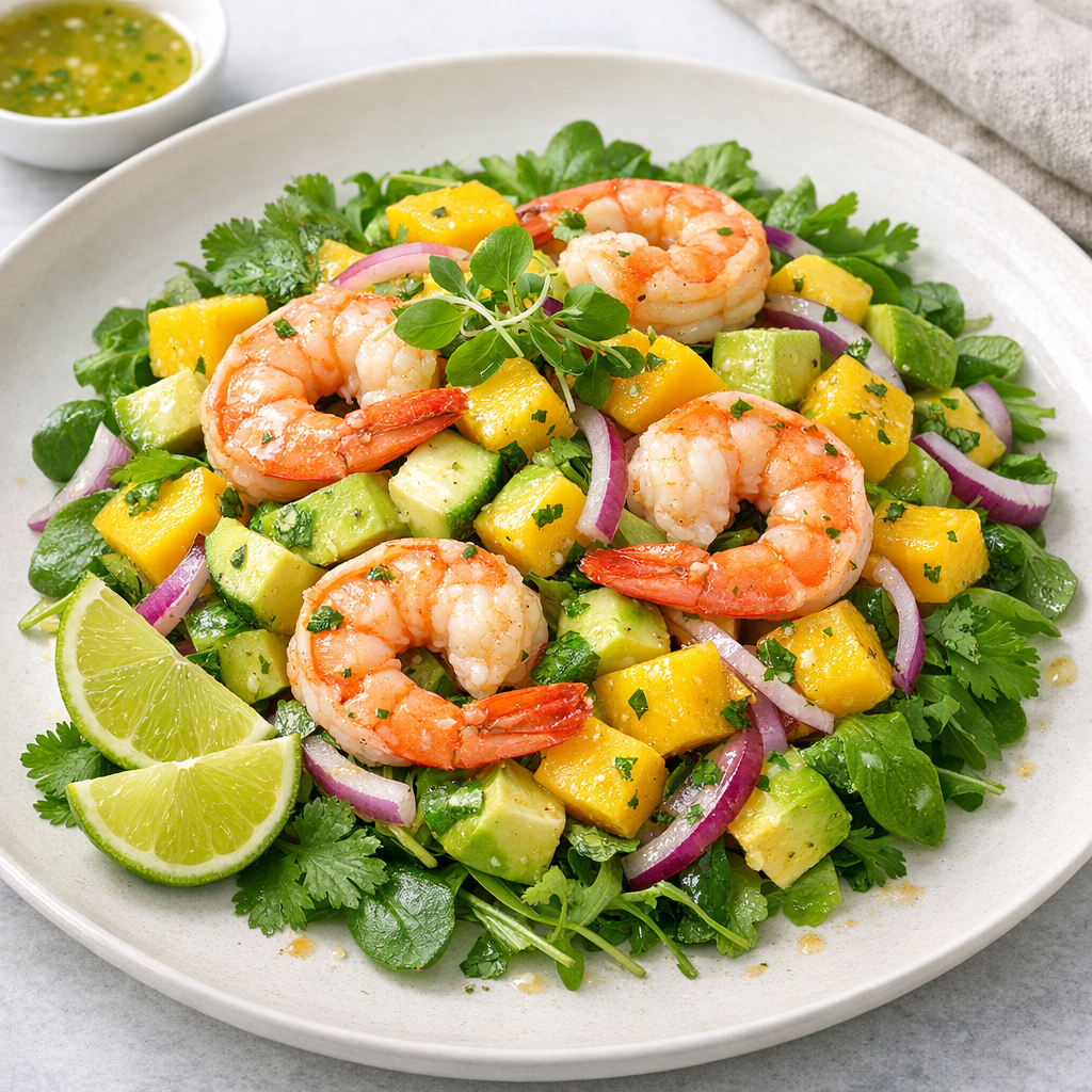 Ensalada Tropical de Camarón con Mango