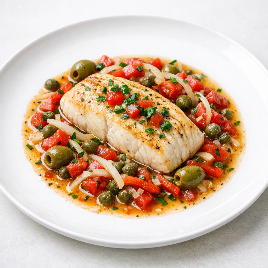 Filete de Corvina a la Veracruzana Ligera