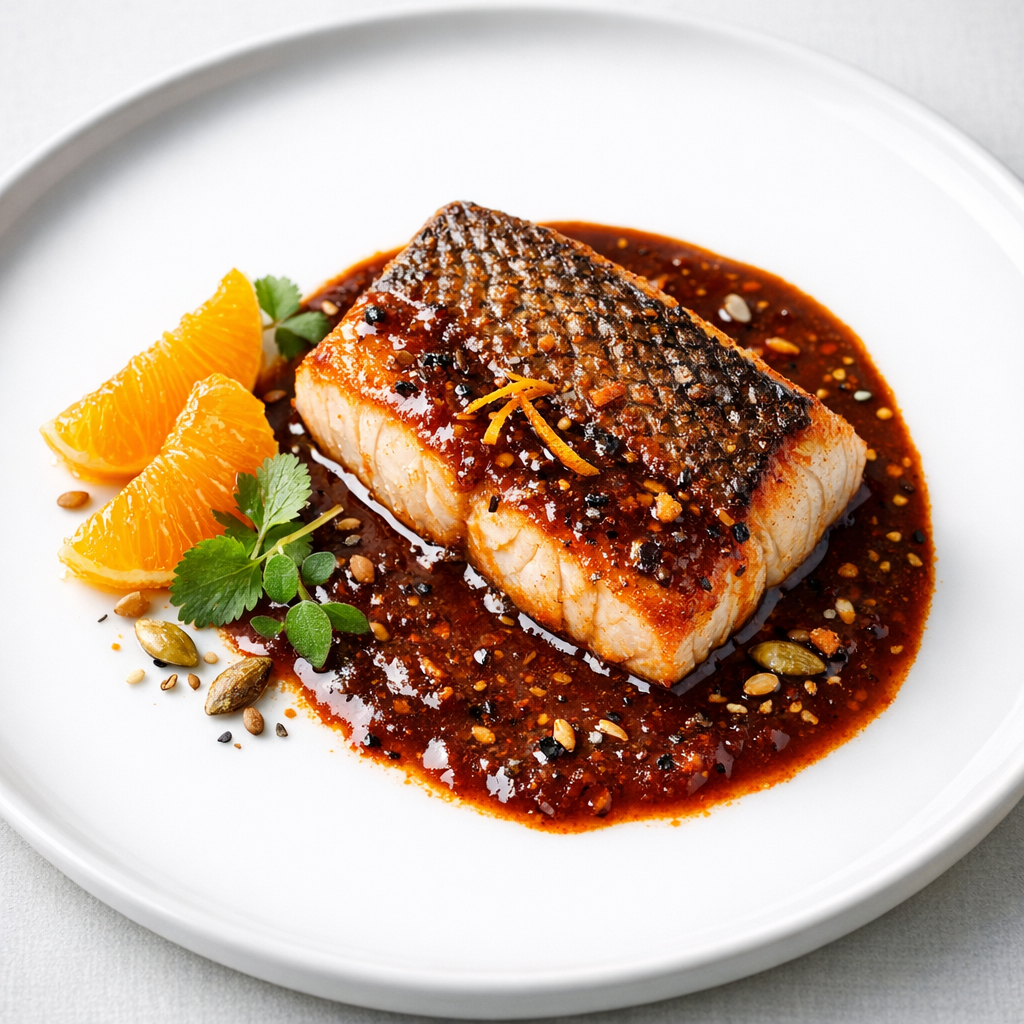 Filete de Huachinango en Adobo de Chile Ancho y Naranja
