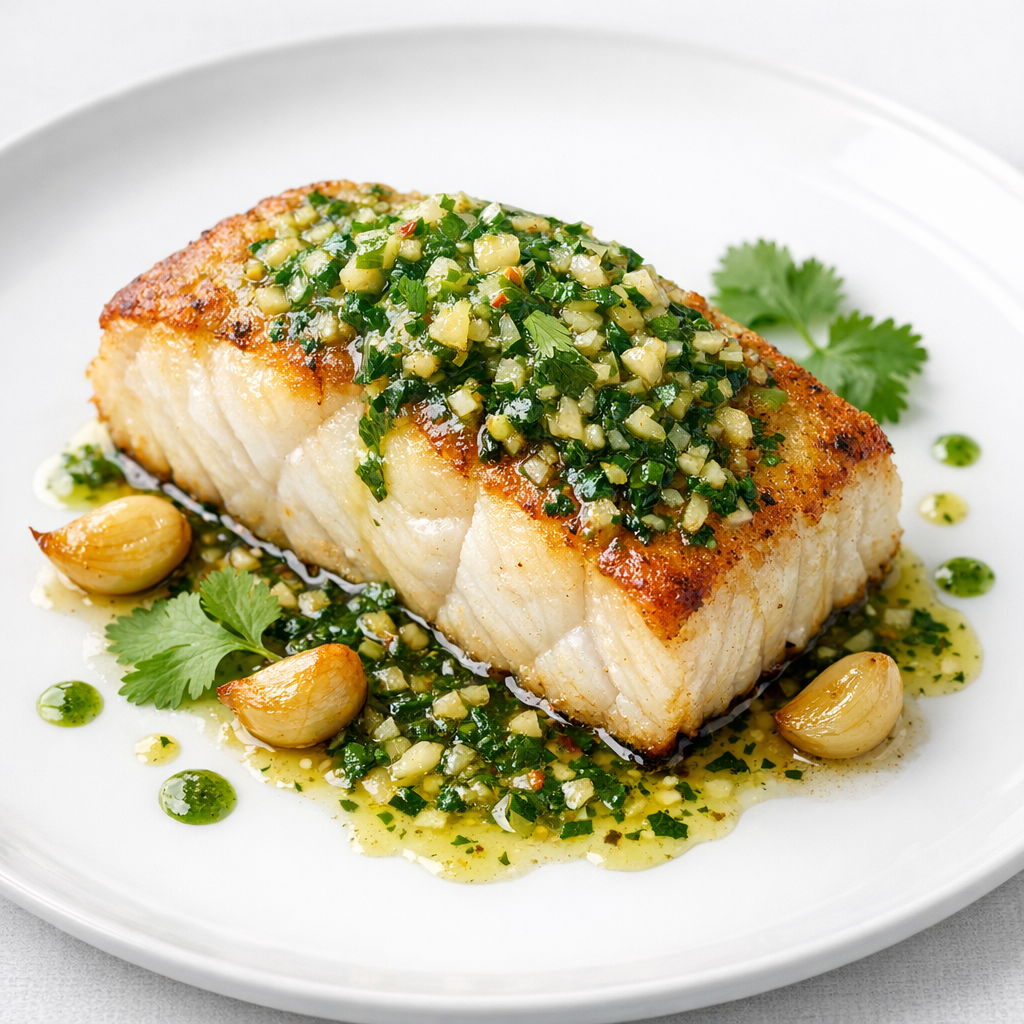 Filete de Mero al Mojo de Ajo y Cilantro