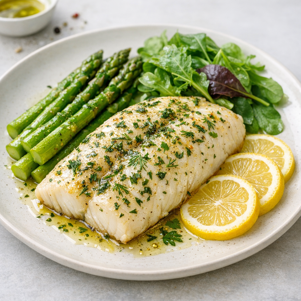 Filete de Pescado Blanco al Horno con Hierbas Finas