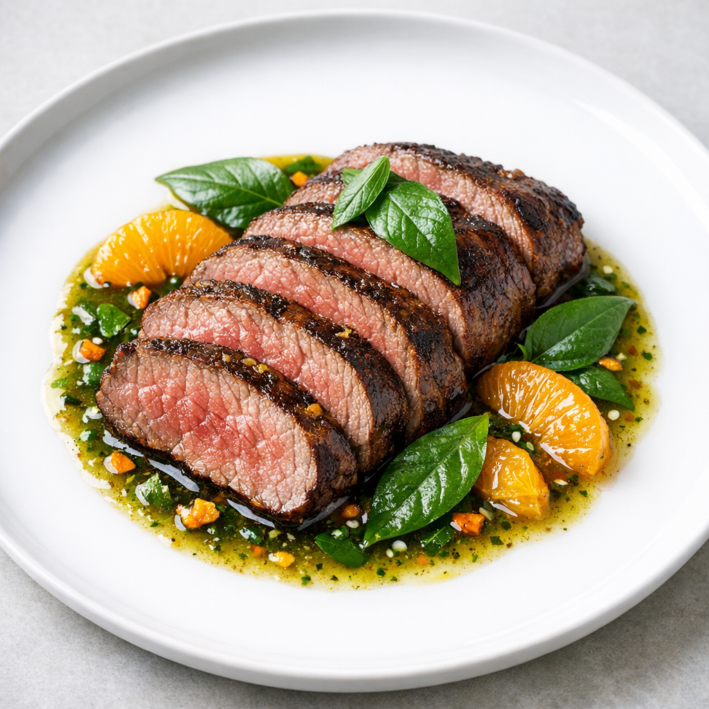 Filete de Res Magro al Acuyo y Naranja Agria