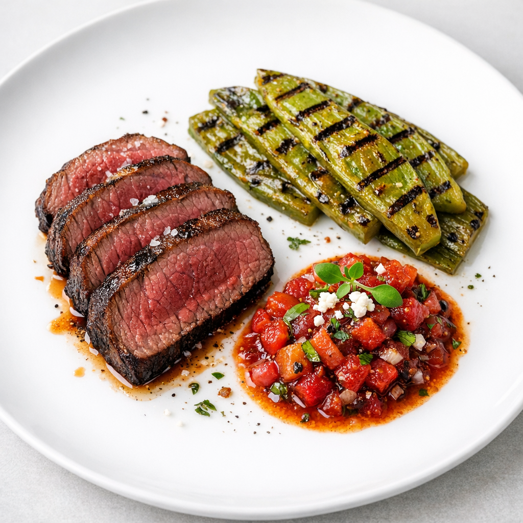 Filete de Res Magro con Nopales y Xoconostle