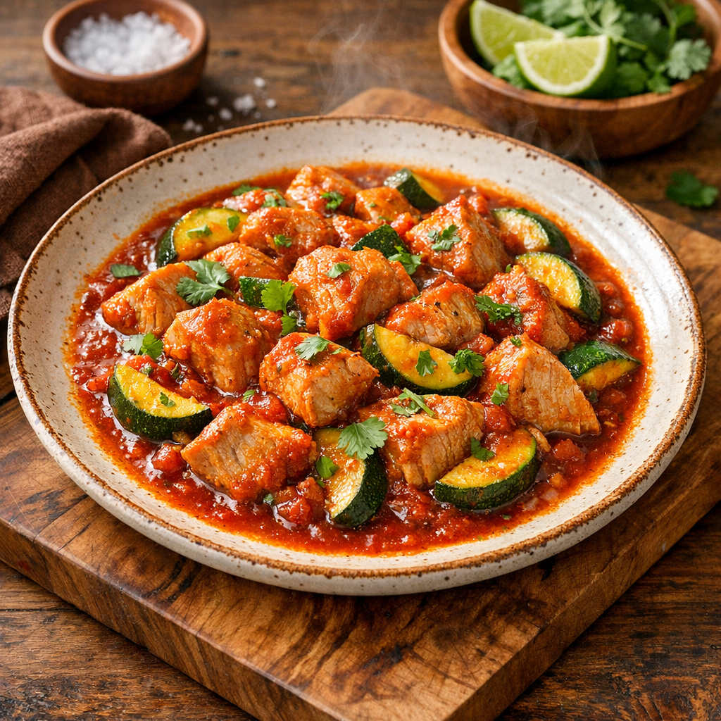 Pavo Magro Entomatado con Calabacita