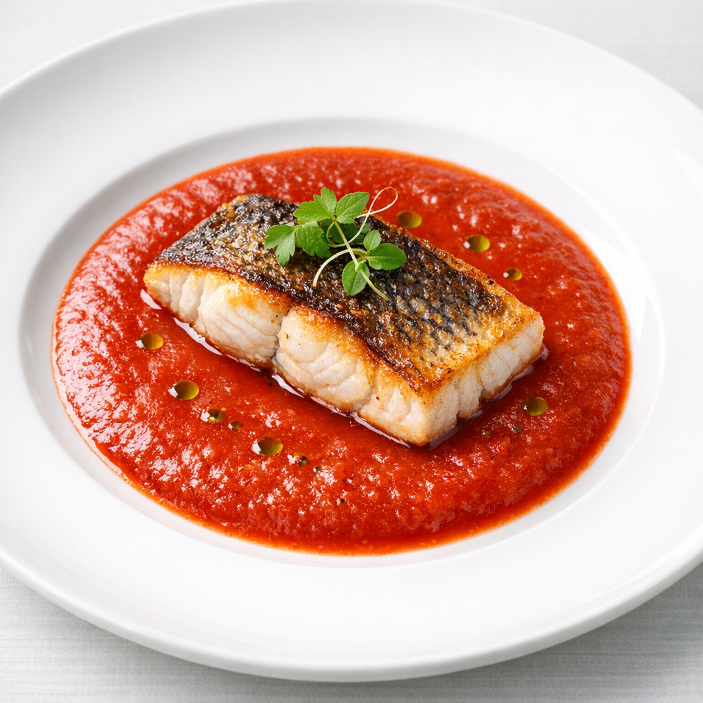 Filete de Robalo en Caldillo de Chiltomate