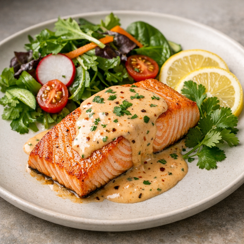 Filete de Salmón al Chipotle Cremoso Light