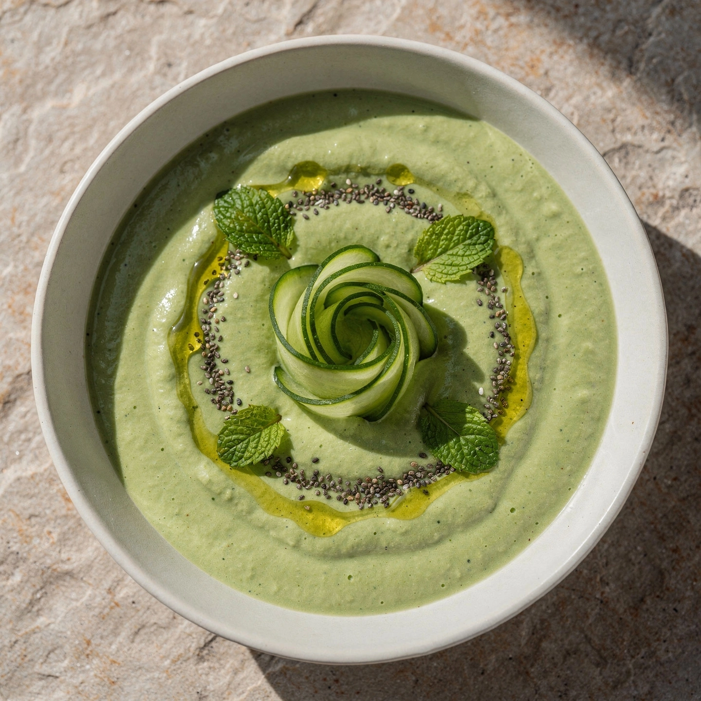Crema Fría de Aguacate con Pepino y Yogur Griego