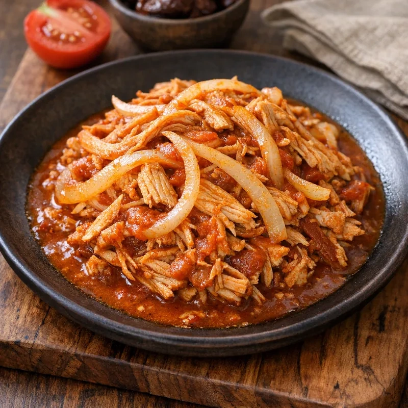 Tinga de Pavo Magro con Cebolla y Jitomate