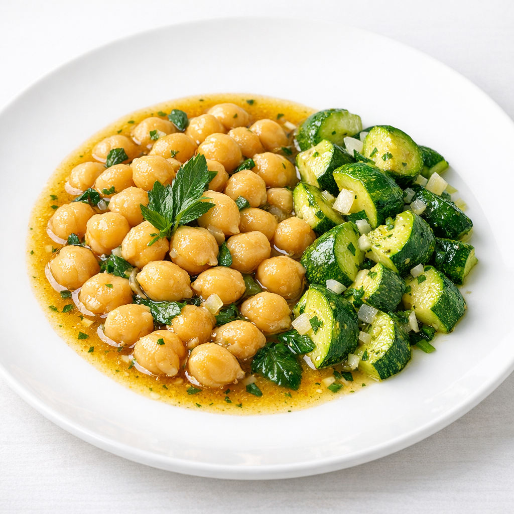 Garbanzos de la Olla al Epazote con Calabacitas Criollas