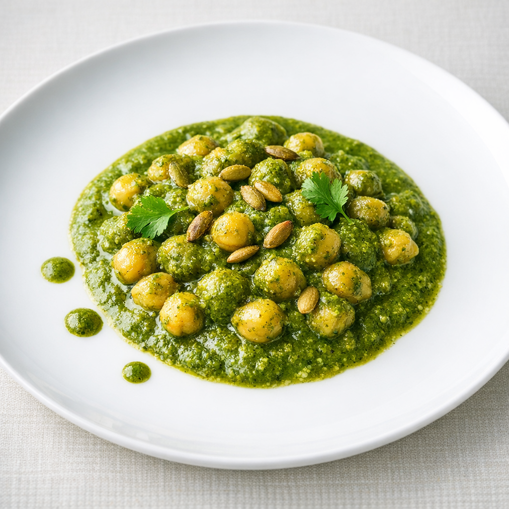 Garbanzos de la Olla al Pipian Verde de Pepita de Calabaza