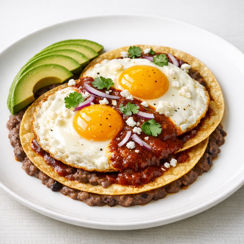 Huevos Rancheros con Salsa de Guajillo