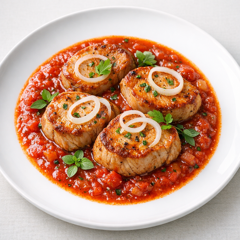 Lomo de Cerdo Magro al Horno en Caldillo de Tomate