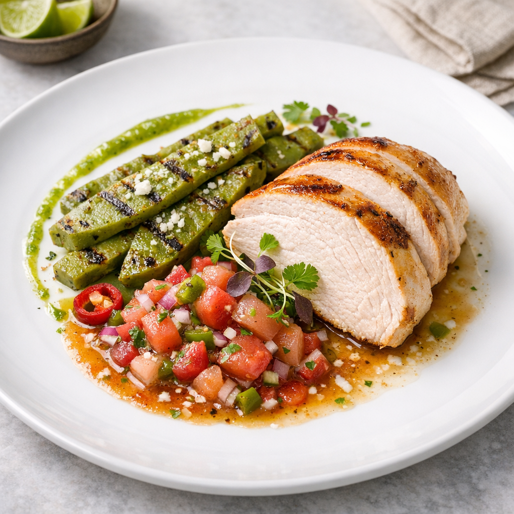 Pechuga de Pavo con Nopales y Xoconostle