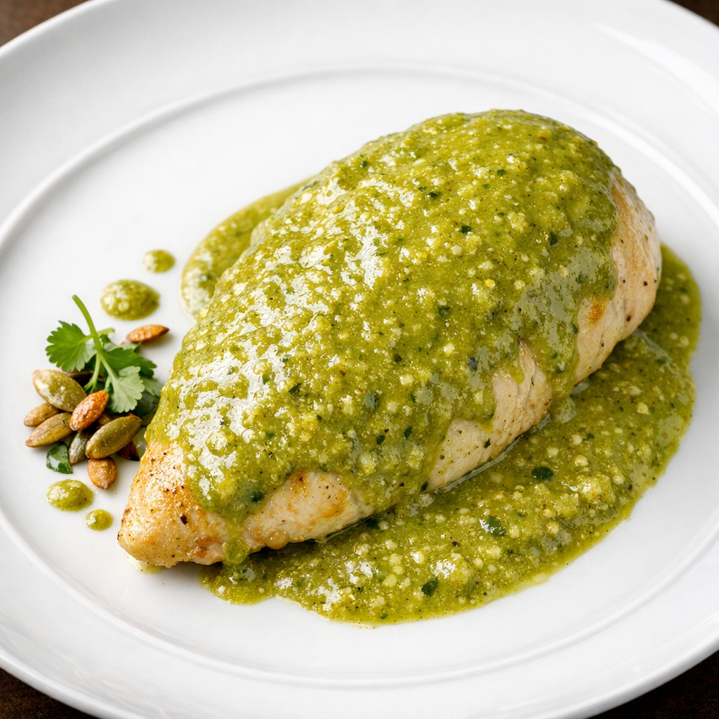 Pechuga de Pollo Orgánica al Pipian Verde de Pepita de Calabaza