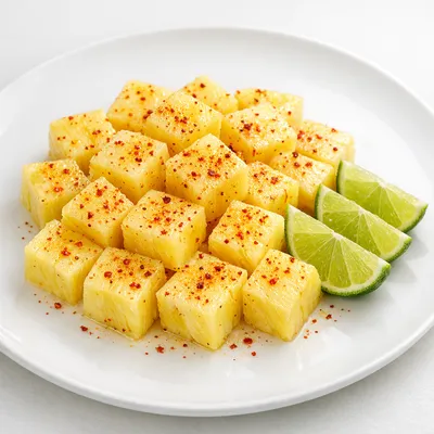 Piña en Cubos con Chile Piquín y Limón