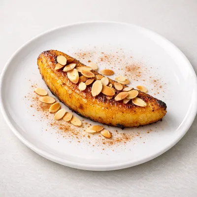 Plátano Medio con Almendras y Canela