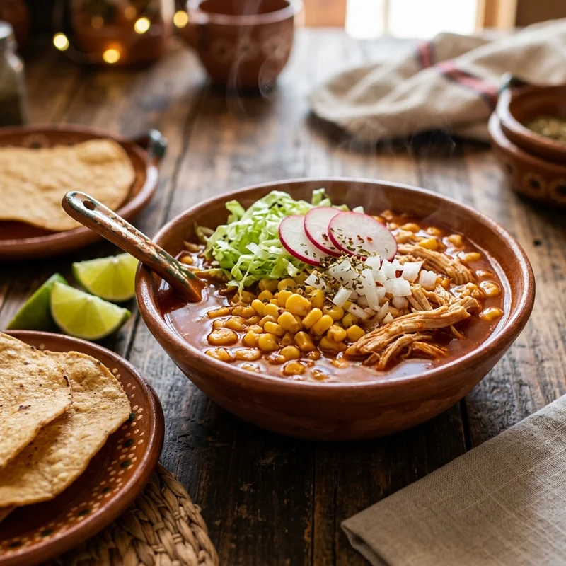 Pozole Rojo de Pollo Bajo en Grasa