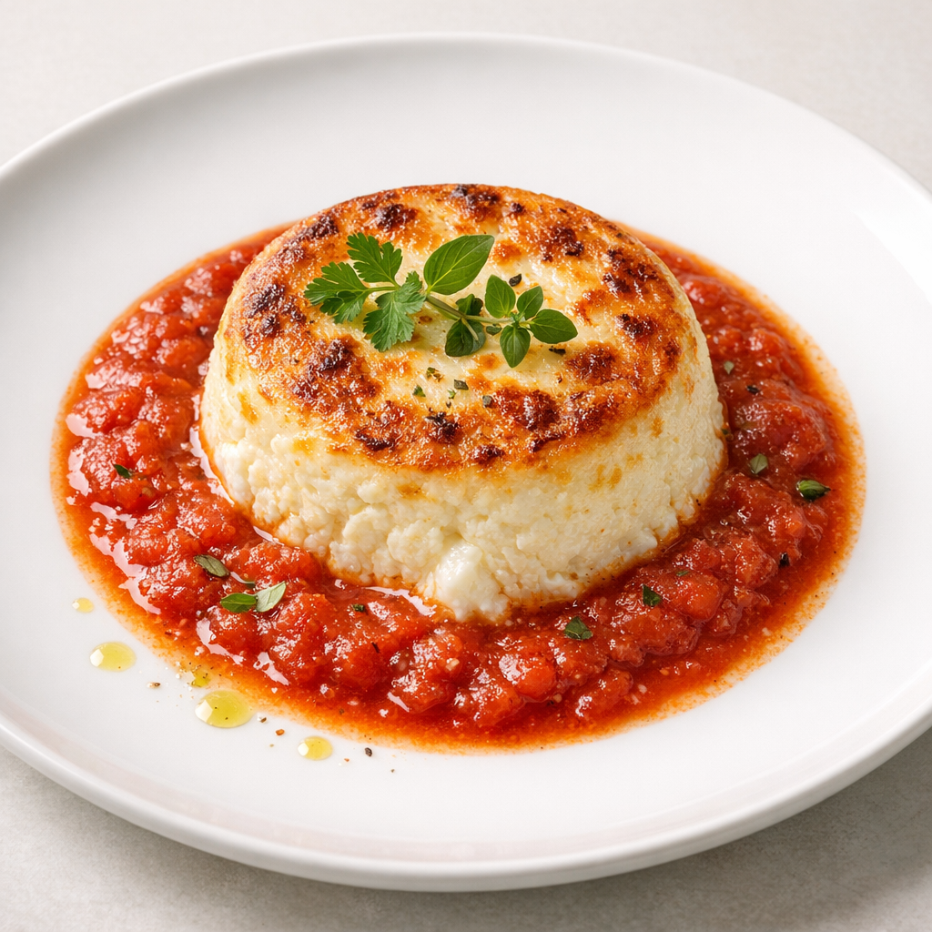 Requesón Magro al Horno en Caldillo de Tomate