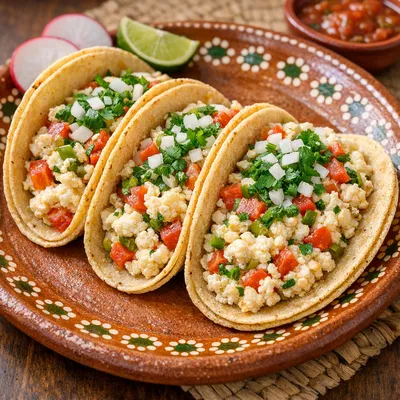 Tacos de Claras de Huevo a la Mexicana