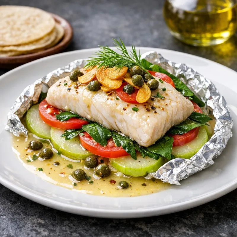 Filete de Pescado Empapelado con Chayote y Epazote