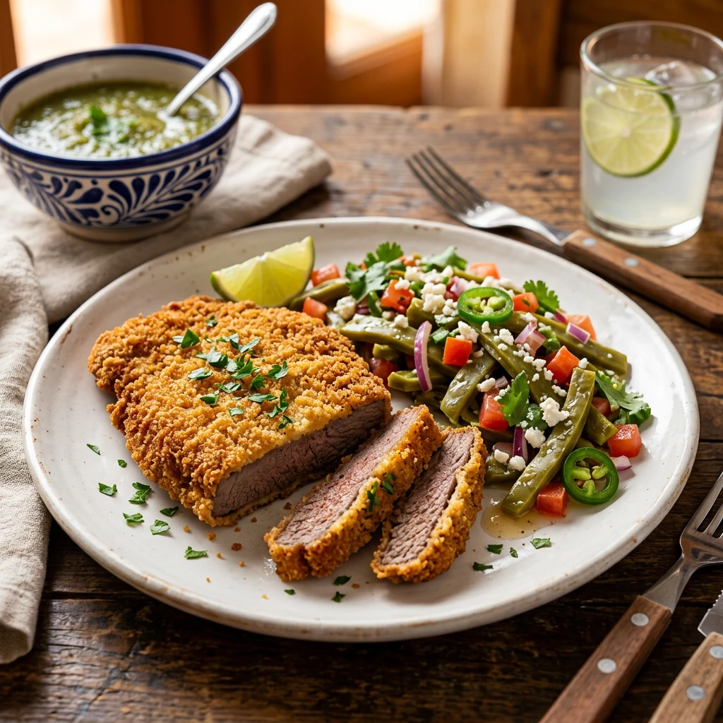 Milanesa de Res Horneada con Ensalada de Nopales
