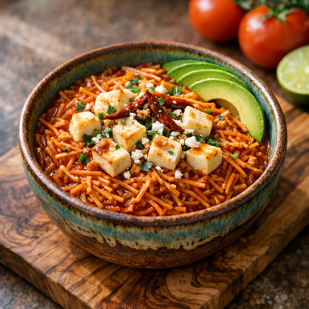 Sopa de Fideo Seco al Jitomate con Queso Panela