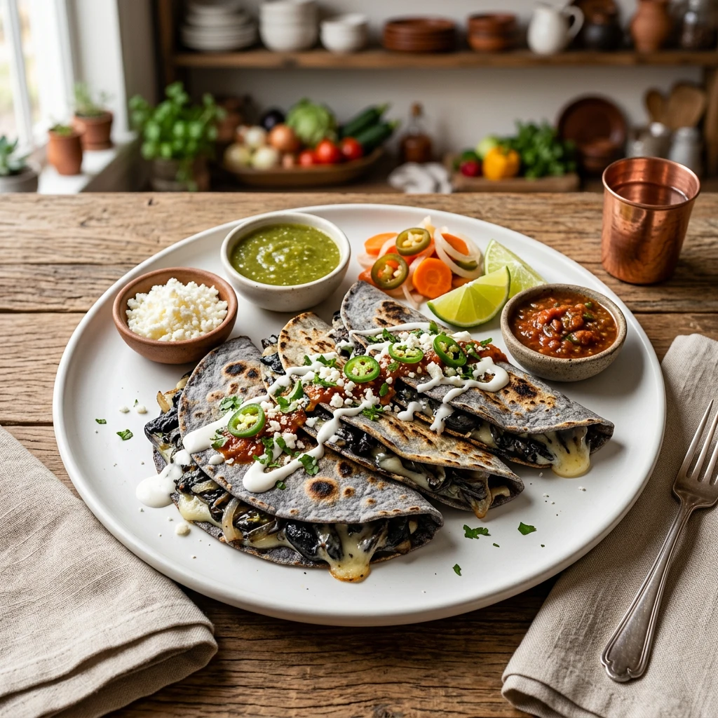 Quesadillas al Comal de Huitlacoche con Queso