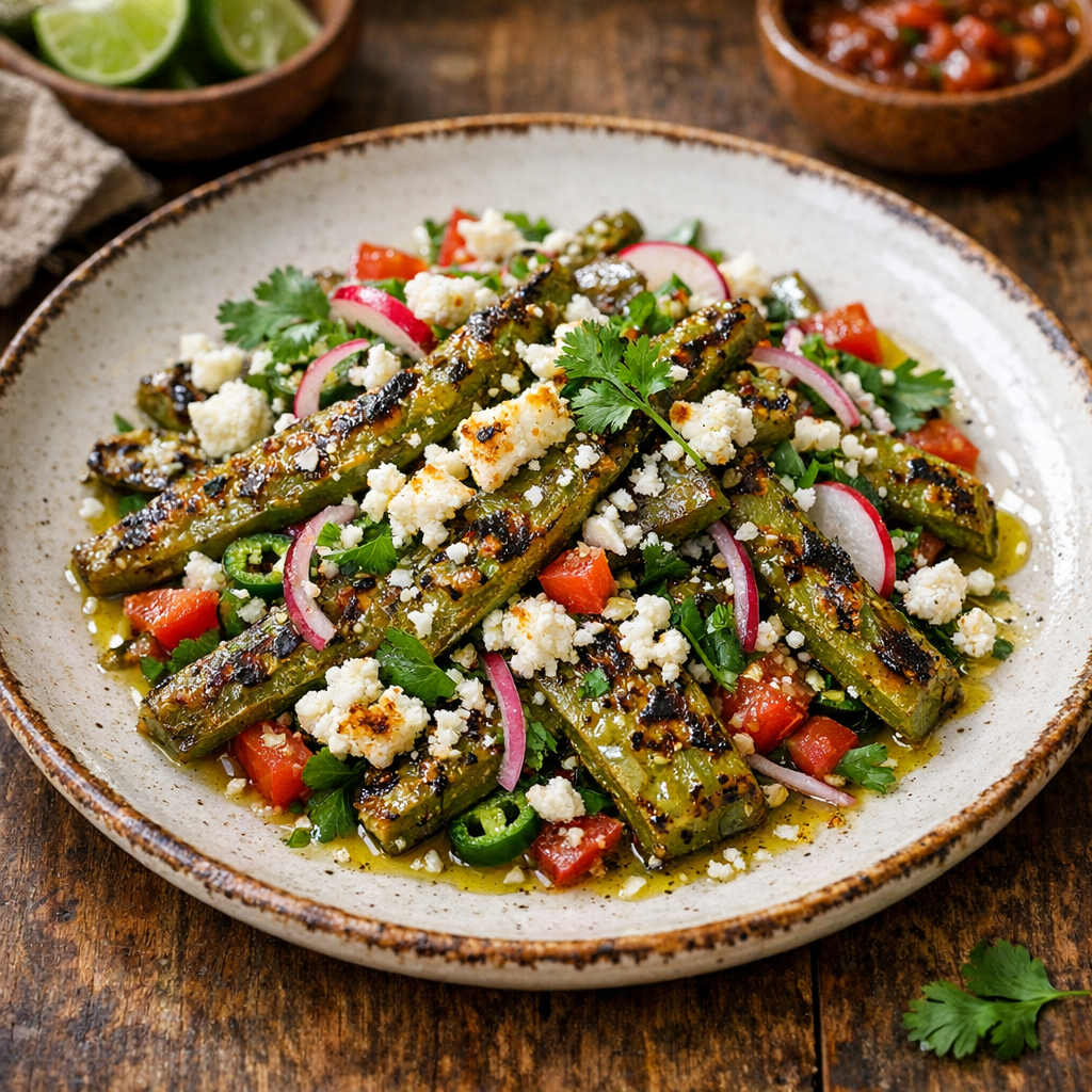 Ensalada de Nopales Asados con Queso Cotija