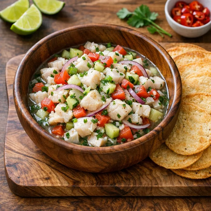 Ceviche de Pescado Rápido al Limón con Pepino