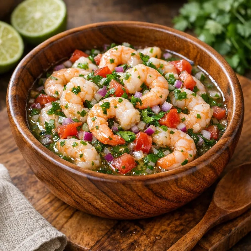 Ceviche de Camarón Exprés al Limón y Cilantro