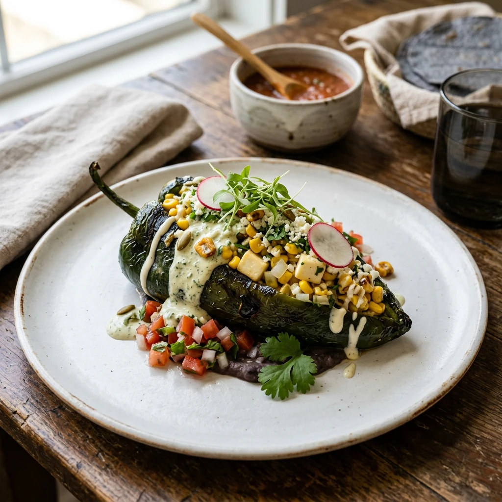 Chiles Poblanos Rellenos de Elote y Panela
